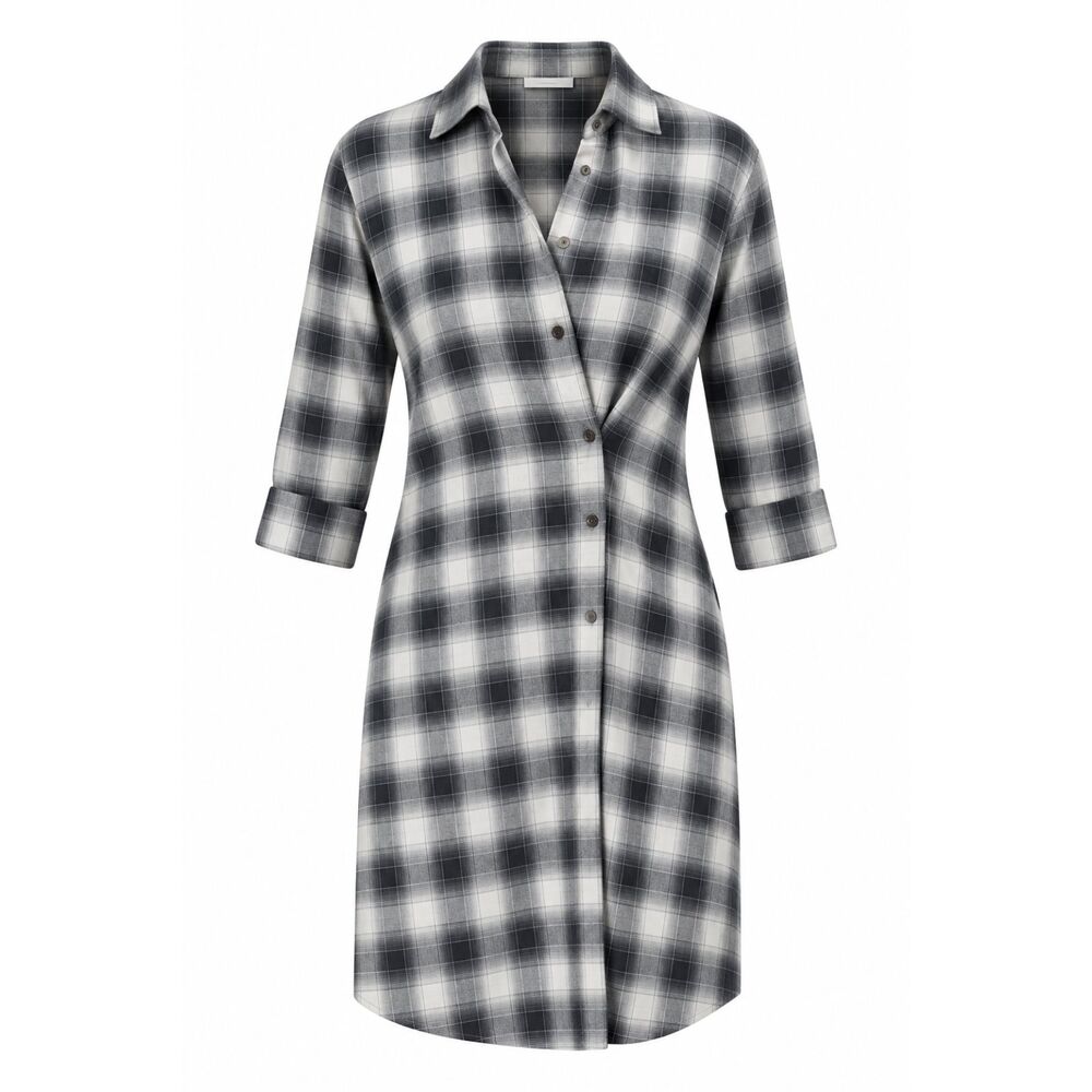 All Saints Black and White Plaid Unique Long Sleeve Dress